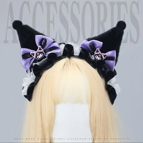 Handmade Kuromi-Inspired Lolita Ear Headband